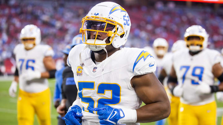 Los Angeles Chargers EDGE Khalil Mack against the Arizona Cardinals at State Farm Stadium. Los Angeles Chargers EDGE Khalil Mack against the Arizona Cardinals at State Farm Stadium.