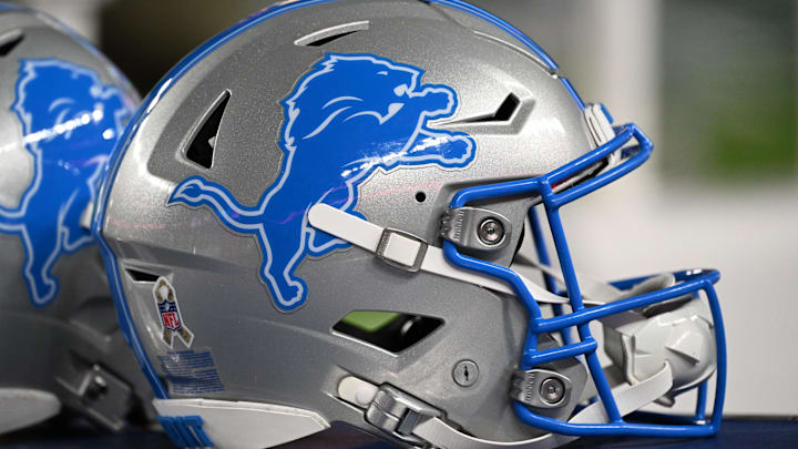 A Detroit Lions helmet.