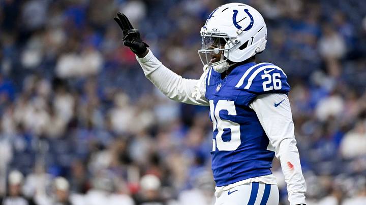 Aug 22, 2026; Indianapolis, Indiana, USA; Indianapolis Colts cornerback Cam Taylor-Britt (26) reacts after a play against the Atlanta Falcons during the first half at Lucas Oil Stadium. Mandatory Credit: Robert Goddin-Imagn Images Aug 22, 2026; Indianapolis, Indiana, USA; Indianapolis Colts cornerback Cam Taylor-Britt (26) reacts after a play against the Atlanta Falcons during the first half at Lucas Oil Stadium. Mandatory Credit: Robert Goddin-Imagn Images