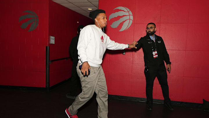 Mar 31, 2024; Toronto, Ontario, CAN;  Philadelphia 76ers guard Kyle Lowry (7) arrives at the
