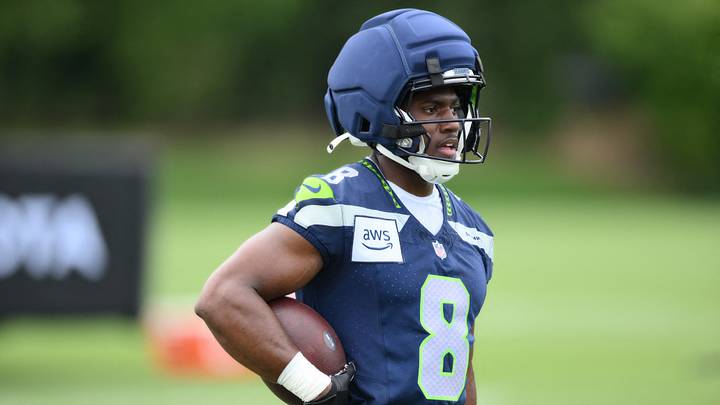 Seattle Seahawks running back Jadarian Price (8) during the first training camp at Virginia Mason Athletic Center. Mandatory Credit: Steven Bisig-Imagn Images Seattle Seahawks running back Jadarian Price (8) during the first training camp at Virginia Mason Athletic Center. Mandatory Credit: Steven Bisig-Imagn Images