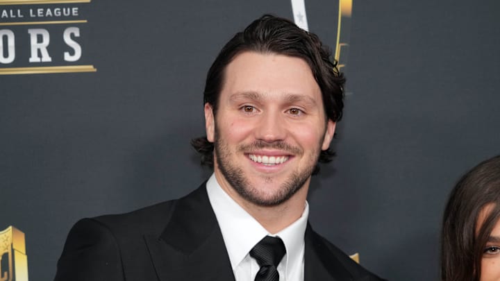 Feb 6, 2025; New Orleans, LA, USA; Josh Allen on the red carpet before Super Bowl LIX NFL Honors