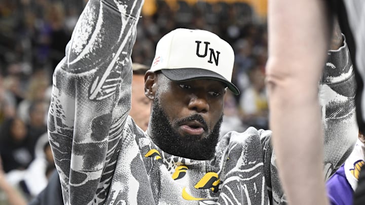 Oct 3, 2025; Palm Desert, California, USA; LeBron James gestures as he talks with a referee during the second half of a game between the Los Angeles Lakers and the Phoenix Suns at Acrisure Arena. Mandatory Credit: Denis Poroy-Imagn Images Oct 3, 2025; Palm Desert, California, USA; LeBron James gestures as he talks with a referee during the second half of a game between the Los Angeles Lakers and the Phoenix Suns at Acrisure Arena. Mandatory Credit: Denis Poroy-Imagn Images