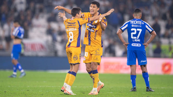 Atlético de San Luis players celebrate after knocking off favored Monterrey in the quarterfinals.