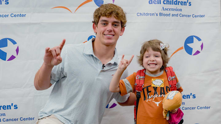 Texas Longhorns quarterback Arch Manning partners with Raising Cane’s and Miracle Children’s Foundation to Bring Smiles to Cancer Patients at Dell Children’s Medical Center in Austin. 