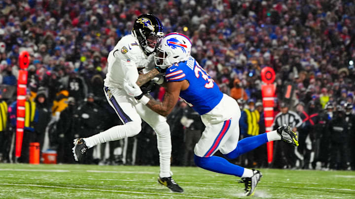 Jan 19, 2025; Orchard Park, New York, USA; Buffalo Bills cornerback Rasul Douglas (31).