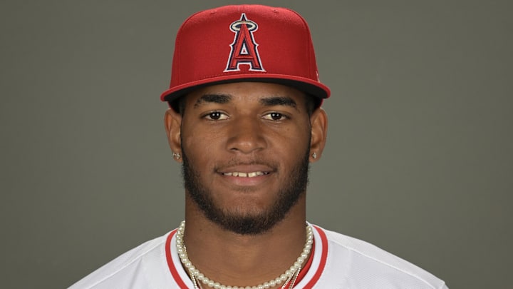 Feb 21, 2024; Tempe, AZ, USA;    Los Angeles Angels relief pitcher Walbert Urena (93) poses for a photo on media day in Tempe, AZ. Mandatory Credit: Jayne Kamin-Oncea-Imagn Images