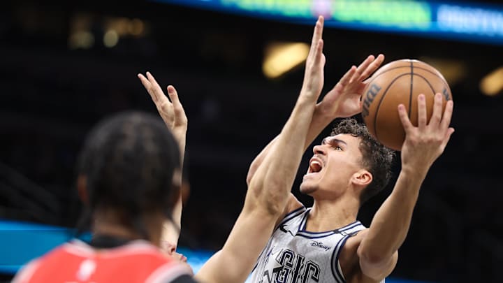 Mar 6, 2025; Orlando, Florida, USA; Orlando Magic forward Tristan da Silva (23) shoots the ball against the Chicago Bulls in the second quarter at Kia Center. Mandatory Credit: Nathan Ray Seebeck-Imagn Images