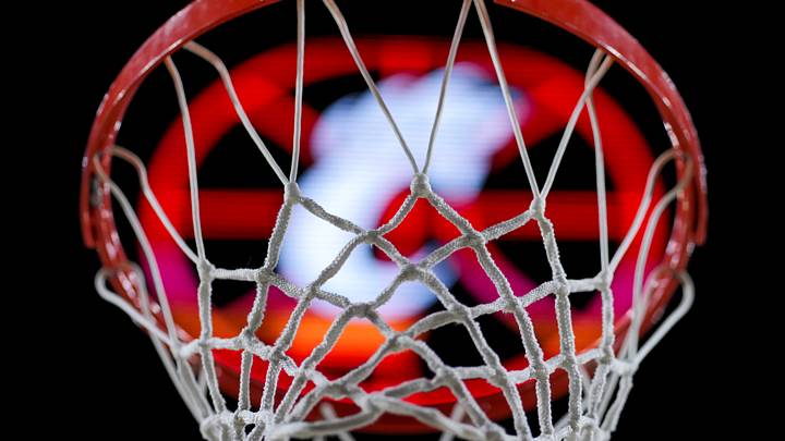 Jan 11, 2025; Cincinnati, Ohio, USA; The hoop and net is seen before the game between the Kansas Jayhawks and the Cincinnati Bearcats at Fifth Third Arena. Mandatory Credit: Aaron Doster-Imagn Images Jan 11, 2025; Cincinnati, Ohio, USA; The hoop and net is seen before the game between the Kansas Jayhawks and the Cincinnati Bearcats at Fifth Third Arena. Mandatory Credit: Aaron Doster-Imagn Images