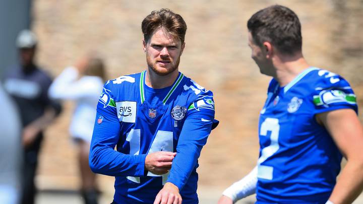 Jun 9, 2026; Renton, WA, USA; Seattle Seahawks quarterback Sam Darnold (14) during minicamp at Virginia Mason Athletic Center. Jun 9, 2026; Renton, WA, USA; Seattle Seahawks quarterback Sam Darnold (14) during minicamp at Virginia Mason Athletic Center.