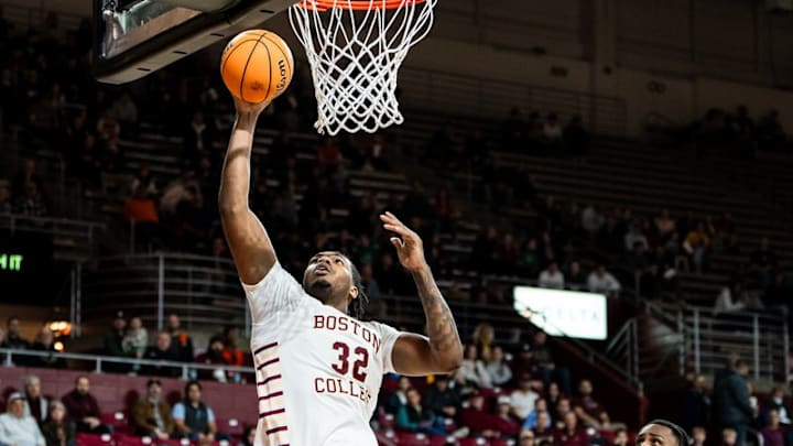 Boston College forward Chad Venning lays it in against Miami. Boston College forward Chad Venning lays it in against Miami.