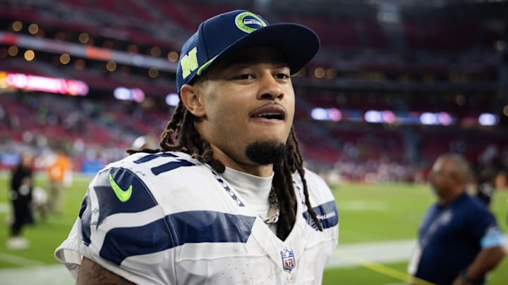 Dec 8, 2024; Glendale, Arizona, USA; Seattle Seahawks wide receiver Jaxon Smith-Njigba (11) against the Arizona Cardinals at State Farm Stadium. 