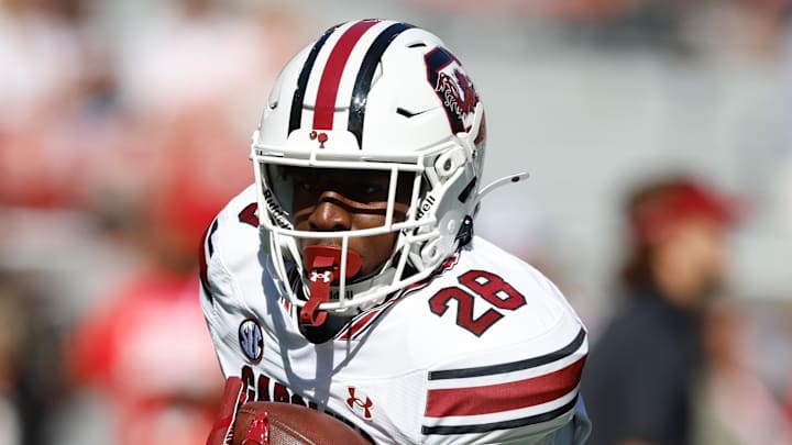 Oct 12, 2024; Tuscaloosa, Alabama, USA; South Carolina Gamecocks running back Matthew Fuller (28) during warm ups at Bryant-Denny Stadium. Mandatory Credit: Butch Dill-Imagn Images Oct 12, 2024; Tuscaloosa, Alabama, USA; South Carolina Gamecocks running back Matthew Fuller (28) during warm ups at Bryant-Denny Stadium. Mandatory Credit: Butch Dill-Imagn Images