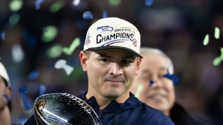 Seattle Seahawks head coach Mike Macdonald celebrates Seattle Seahawks head coach Mike Macdonald celebrates