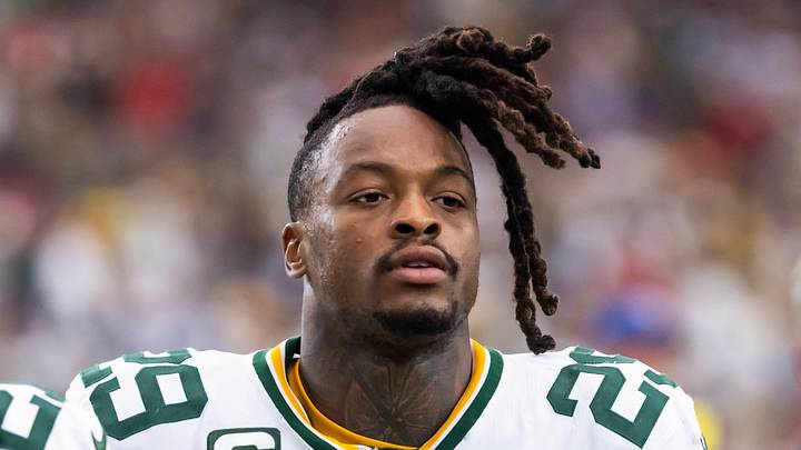 Green Bay Packers safety Xavier McKinney (29) looks on