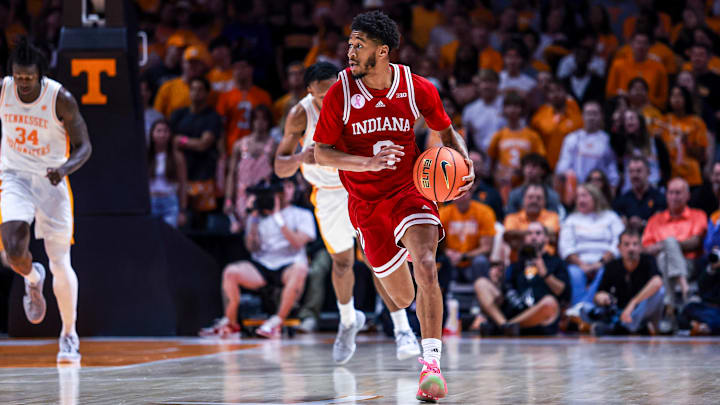 Indiana guard Kanaan Carlyle looks upcourt during the Hoosiers' exhibition game at Tennessee on Oct. 27 in Knoxville, Tenn.