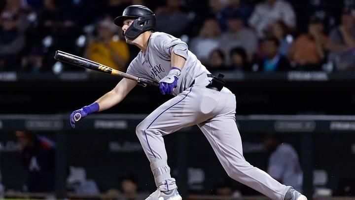 Colorado Rockies infielder Charlie Condon during the Arizona Fall League Fall Stars Game. Colorado Rockies infielder Charlie Condon during the Arizona Fall League Fall Stars Game.