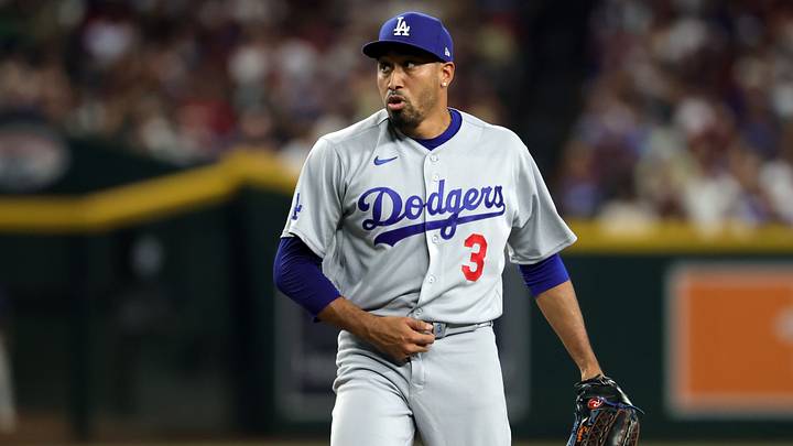 Aug 7, 2026; Phoenix, Arizona, USA; Los Angeles Dodgers pitcher Edwin Diaz against the Arizona Diamondbacks at Chase Field. Mandatory Credit: Mark J. Rebilas-Imagn Images