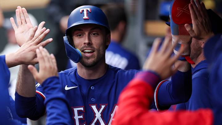 Texas Rangers center fielder Evan Carter. Credit: Matt Krohn-Imagn Images