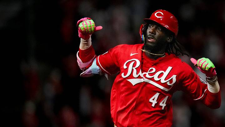 Cincinnati Reds shortstop Elly de la Cruz (44) runs the bases after hitting a home run in the MLB National League game between the Cincinnati Reds and the Colorado Rockies at Great American Ball Park in downtown Cincinnati on Tuesday, April 28, 2026. Cincinnati Reds shortstop Elly de la Cruz (44) runs the bases after hitting a home run in the MLB National League game between the Cincinnati Reds and the Colorado Rockies at Great American Ball Park in downtown Cincinnati on Tuesday, April 28, 2026.