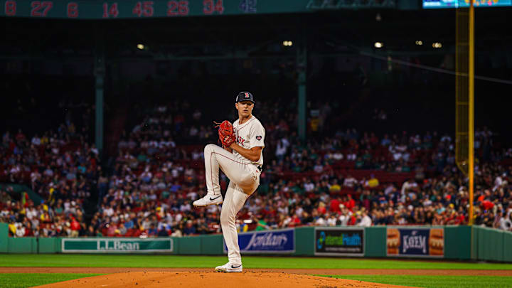 Sep 11, 2024; Boston, Massachusetts, USA; Boston Red Sox starting pitcher Nick Pivetta (37) throws a pitch against the Baltimore Orioles in the first inning at Fenway Park. Mandatory Credit: David Butler II-Imagn Images
