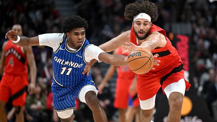 Oct 28, 2026; Toronto, Ontario, CAN; Orlando Magic guard Jase Richardson (11) and Toronto Raptors forward Allen Graves (22) pursue a loose ball in the second half at Scotiabank Arena. Mandatory Credit: Dan Hamilton-Imagn Images Oct 28, 2026; Toronto, Ontario, CAN; Orlando Magic guard Jase Richardson (11) and Toronto Raptors forward Allen Graves (22) pursue a loose ball in the second half at Scotiabank Arena. Mandatory Credit: Dan Hamilton-Imagn Images