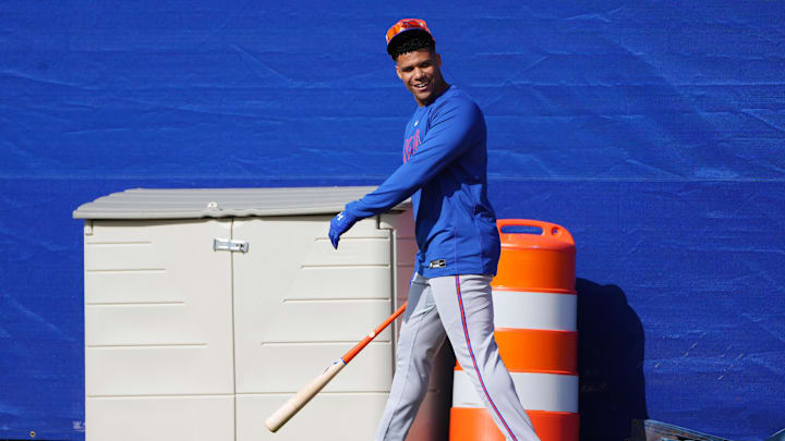 Soto walks out to batting practice. 