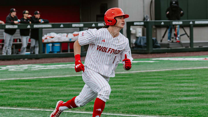 Freshman left fielder Rett Johnson runs the bases in NC State's win over Lafayette at March 7, 2026 at Doak Field in Raleigh, N.C. Freshman left fielder Rett Johnson runs the bases in NC State's win over Lafayette at March 7, 2026 at Doak Field in Raleigh, N.C.