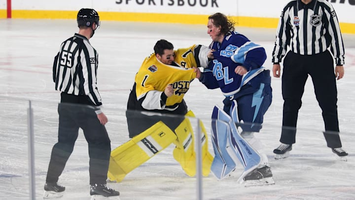 A fight between goalies Andrei Vasilevskiy and Jeremy Swayman helped turn the Stadium Series game on its head. A fight between goalies Andrei Vasilevskiy and Jeremy Swayman helped turn the Stadium Series game on its head.