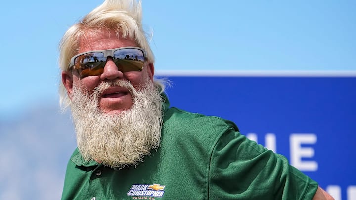 John Daly watches his shot from the 13th tee during the pro-am of the Galleri Classic at Mission Hills Country Club in Rancho Mirage, Calif., in March.