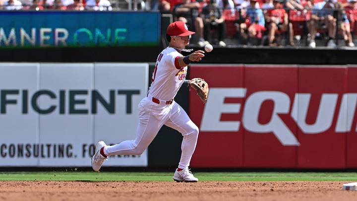 Sep 13, 2026; St. Louis, Missouri, USA; St. Louis Cardinals shortstop Masyn Winn (0) throws to first for the out against the Chicago White Sox left fielder Sam Antonacci (17) at Busch Stadium. Mandatory Credit: Jeff Le-Imagn Images Sep 13, 2026; St. Louis, Missouri, USA; St. Louis Cardinals shortstop Masyn Winn (0) throws to first for the out against the Chicago White Sox left fielder Sam Antonacci (17) at Busch Stadium. Mandatory Credit: Jeff Le-Imagn Images