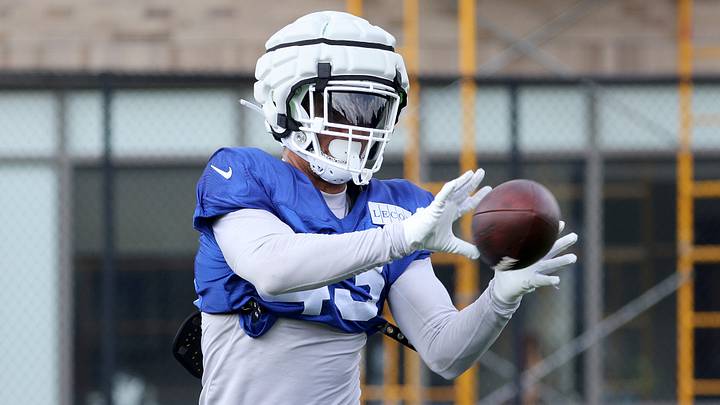 Bills linebacker Terrel Bernard during drills at training camp.