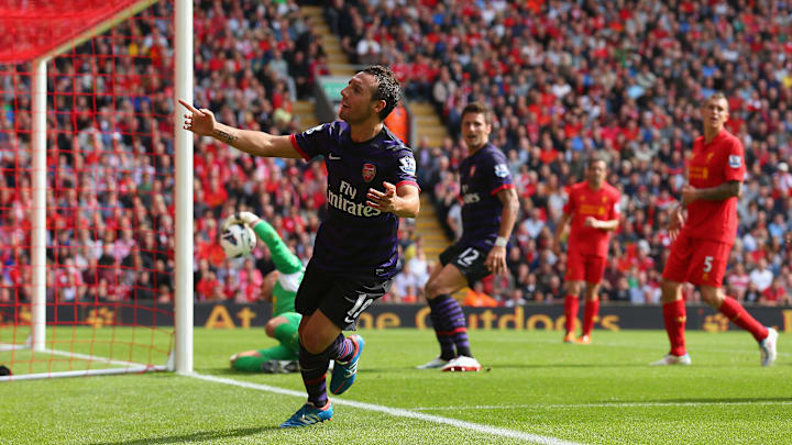 Santi Cazorla scored when Arsenal last won at Anfield