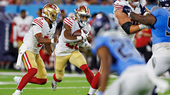 San Francisco 49ers running back Matt Breida (28)