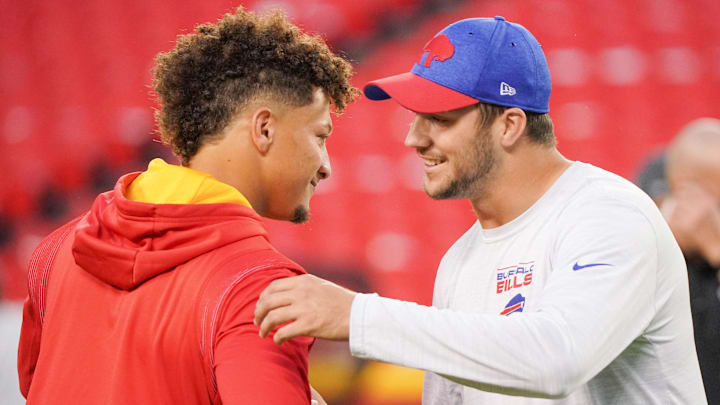 Josh Allen and Patrick Mahomes will face off in the AFC Championship on Sunday.
