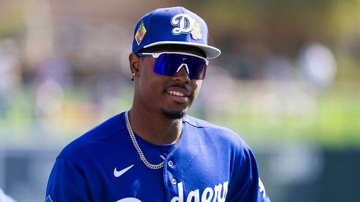 Feb 24, 2026; Phoenix, Arizona, USA; Los Angeles Dodgers outfielder Josue De Paula against the Cleveland Guardians during a spring training game at Camelback Ranch-Glendale. Mandatory Credit: Mark J. Rebilas-Imagn Images Feb 24, 2026; Phoenix, Arizona, USA; Los Angeles Dodgers outfielder Josue De Paula against the Cleveland Guardians during a spring training game at Camelback Ranch-Glendale. Mandatory Credit: Mark J. Rebilas-Imagn Images