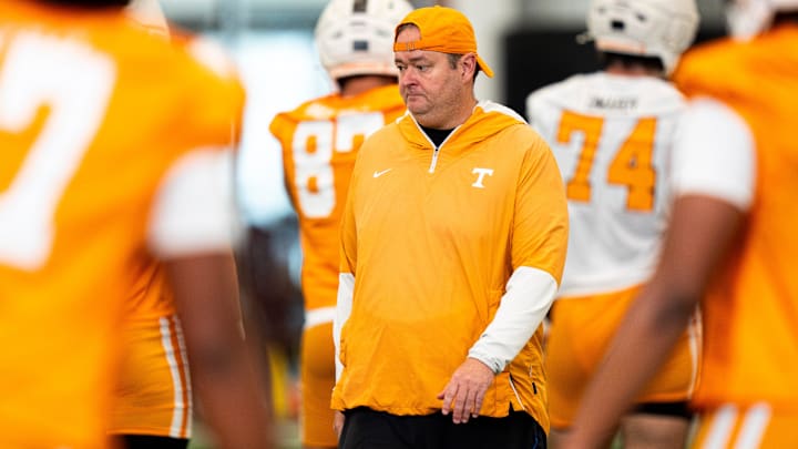 Tennessee head coach Josh Heupel during Vols' football's first day of fall camp in Knoxville on July 30, 2025. Tennessee head coach Josh Heupel during Vols' football's first day of fall camp in Knoxville on July 30, 2025.