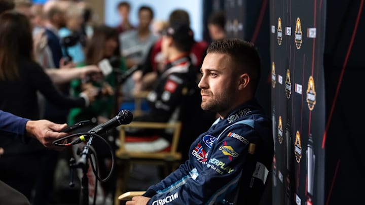 Oct 30, 2025; Avondale, Arizona, USA; NASCAR Truck Series driver Ty Majeski during Championship Four media day at Phoenix Raceway. Oct 30, 2025; Avondale, Arizona, USA; NASCAR Truck Series driver Ty Majeski during Championship Four media day at Phoenix Raceway.