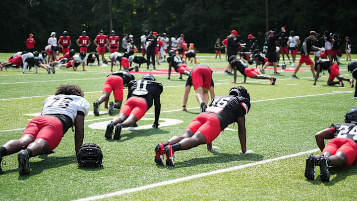 UC Bearcats train at the Bearcats Fall Camp at Higher Ground in Indiana on Friday August 11, 2023. UC Bearcats train at the Bearcats Fall Camp at Higher Ground in Indiana on Friday August 11, 2023.
