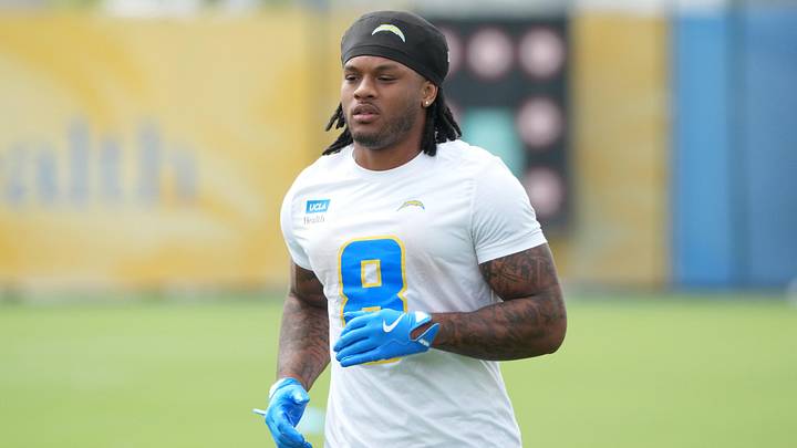 Omarion Hampton at Chargers OTAs. Omarion Hampton at Chargers OTAs.