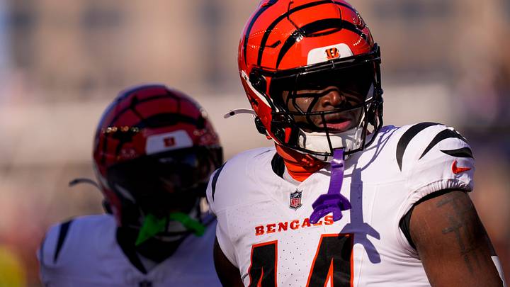 Cincinnati Bengals linebacker Demetrius Knight Jr. (44) celebrates a tackle, forcing the Ravens to punt, in the first quarter of the NFL Week 15 game between the Cincinnati Bengals and the Baltimore Ravens at Paycor Stadium in Cincinnati on Sunday, Dec. 14, 2025.