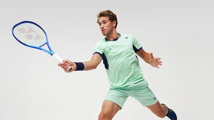 Casper Ruud debuts a kit from the Yonex Paris 2025 Collection.