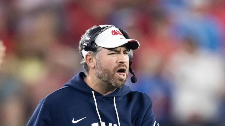 Jan 8, 2026; Glendale, AZ, USA; Mississippi Rebels head coach Pete Golding against the Miami Hurricanes during the 2026 Fiesta Bowl and semifinal game of the College Football Playoff at State Farm Stadium. Mandatory Credit: Mark J. Rebilas-Imagn Images Jan 8, 2026; Glendale, AZ, USA; Mississippi Rebels head coach Pete Golding against the Miami Hurricanes during the 2026 Fiesta Bowl and semifinal game of the College Football Playoff at State Farm Stadium. Mandatory Credit: Mark J. Rebilas-Imagn Images