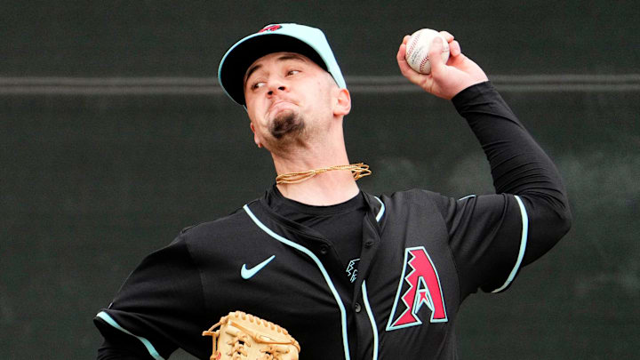 Arizona Diamondbacks pitcher Kyle Nelson during spring training practice at Salt River Fields at Talking Stick in Scottsdale on Feb. 13, 2025. Arizona Diamondbacks pitcher Kyle Nelson during spring training practice at Salt River Fields at Talking Stick in Scottsdale on Feb. 13, 2025.
