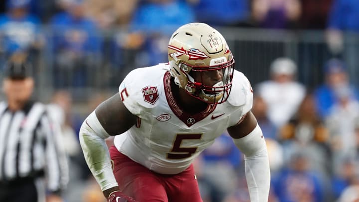 Nov 4, 2023; Pittsburgh, Pennsylvania, USA;  Florida State Seminoles defensive lineman Jared Verse