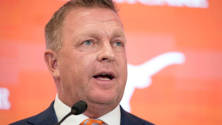 University of Texas baseball coach Jim Schlossnagle speaks at his introductory news conference at the Frank Denius Family University Hall of Fame Wednesday June 26, 2024.