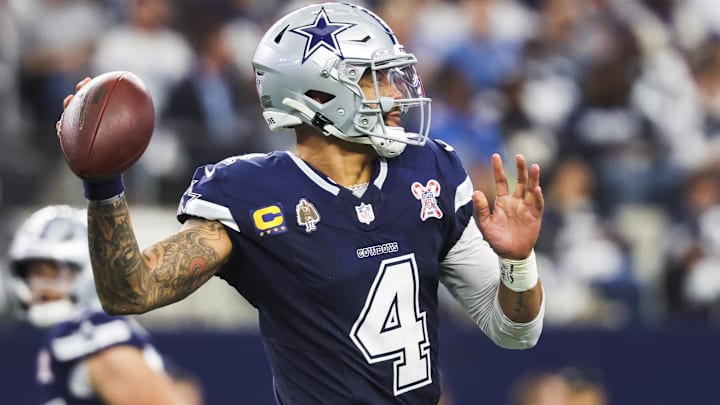 Dallas Cowboys quarterback Dak Prescott passes against the Los Angeles Chargers.