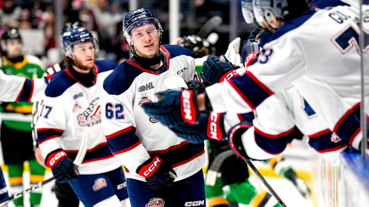 Owen Beck celebrating goal in Memorial Cup Final