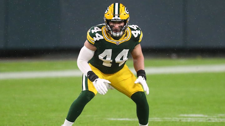 Green Bay Packers linebacker Ty Summers (44) against the Los Angeles Rams during the NFC Divisional Round at Lambeau Field.