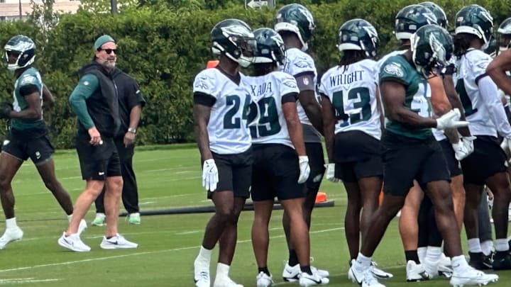 Eagles S Andrew Mukuba (No. 24) at rookie camp. Eagles S Andrew Mukuba (No. 24) at rookie camp.